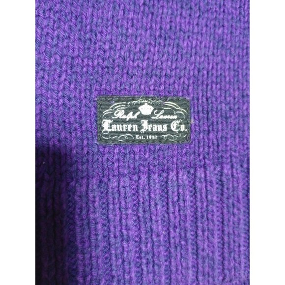 LRL Lauren Jeans Co Ralph Lauren Logo Oversized Purple Knit Sweater Sz M - Picture 4 of 8